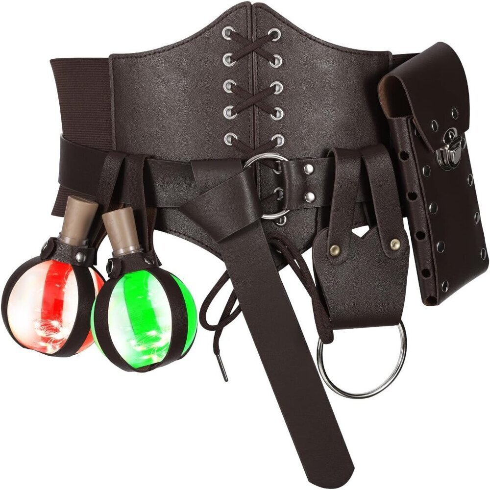 Medieval Belt Corset Bag Set Accessories Halloween Cosplay Premium Faux Leather